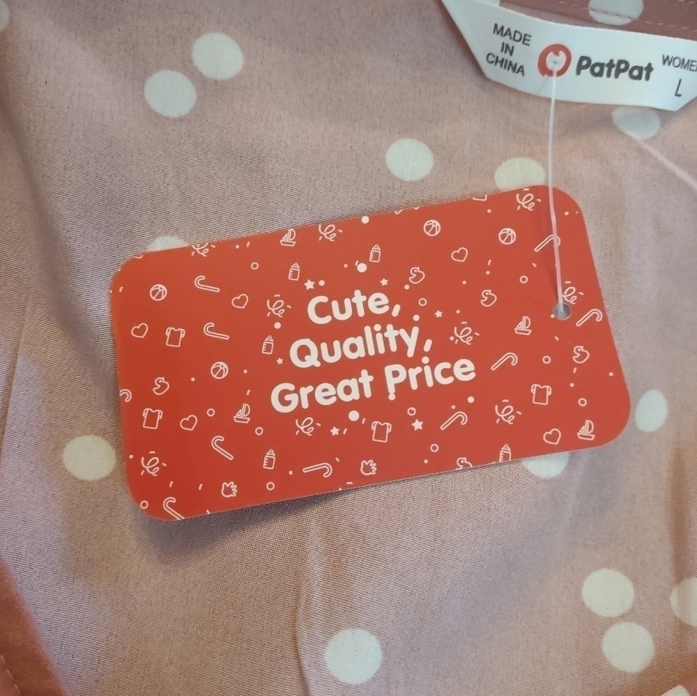 Nwt Pat Pat women's pink with white polka dots size large dress - Picture 8 of 8